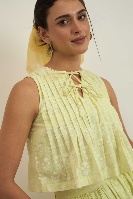 Sunshine Top in Green Fleur Print