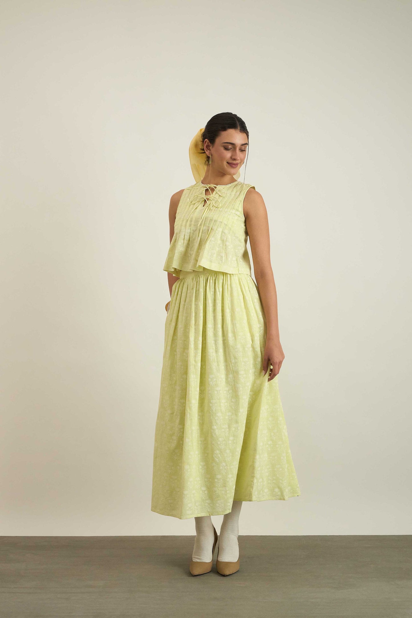 Dawn Skirt in Green Fleur Print