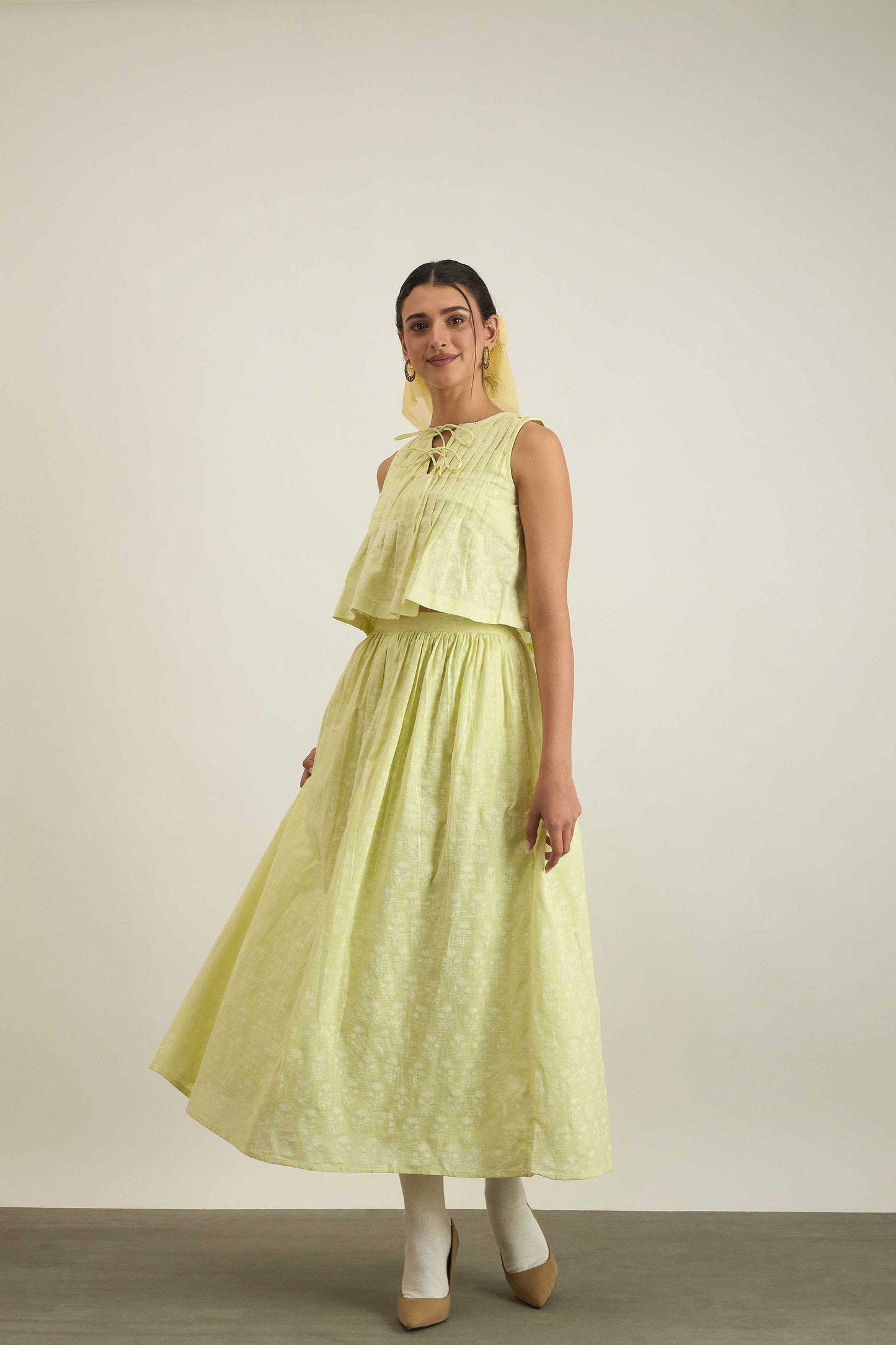 Dawn Skirt in Green Fleur Print