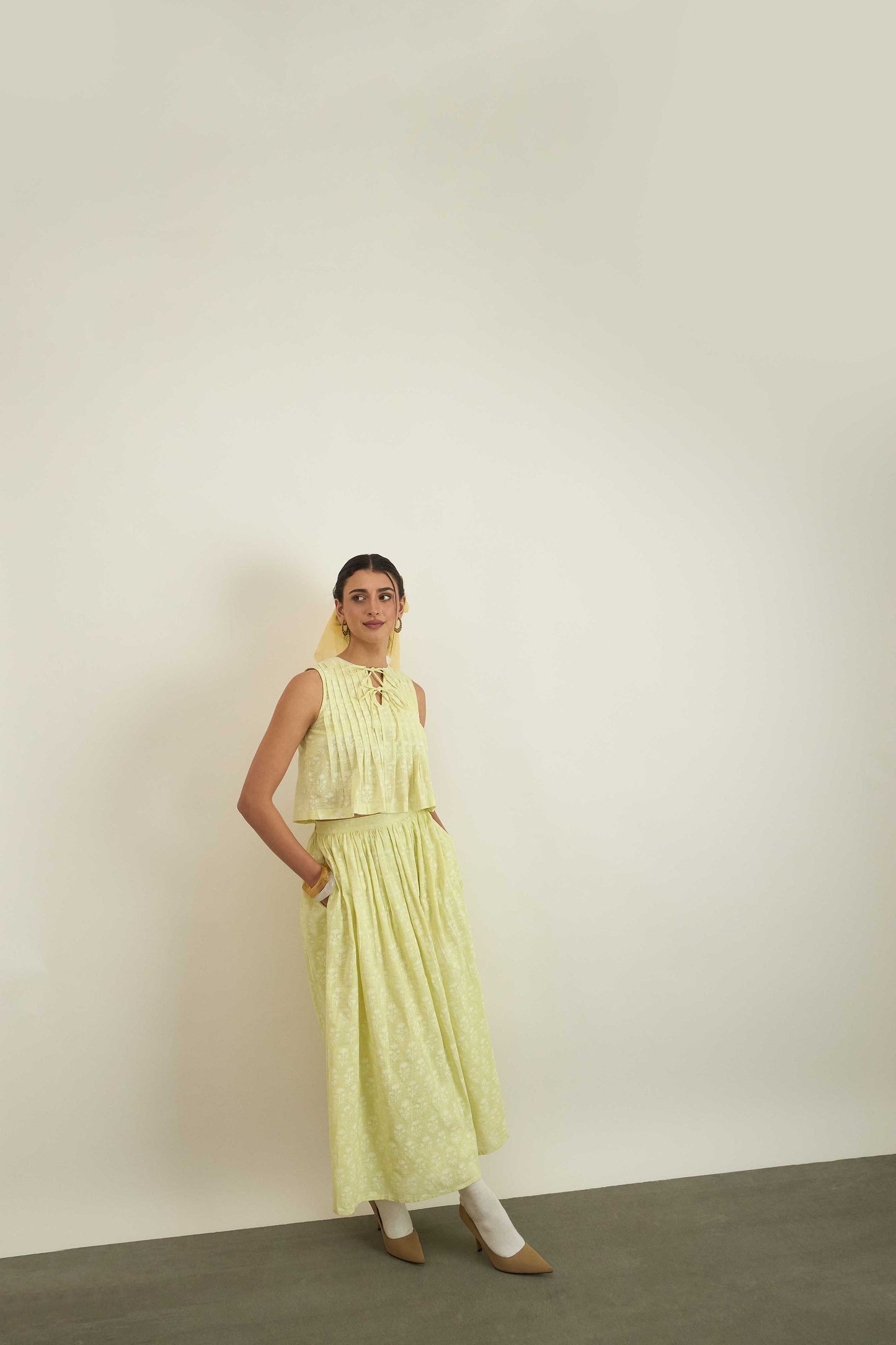 Dawn Skirt in Green Fleur Print