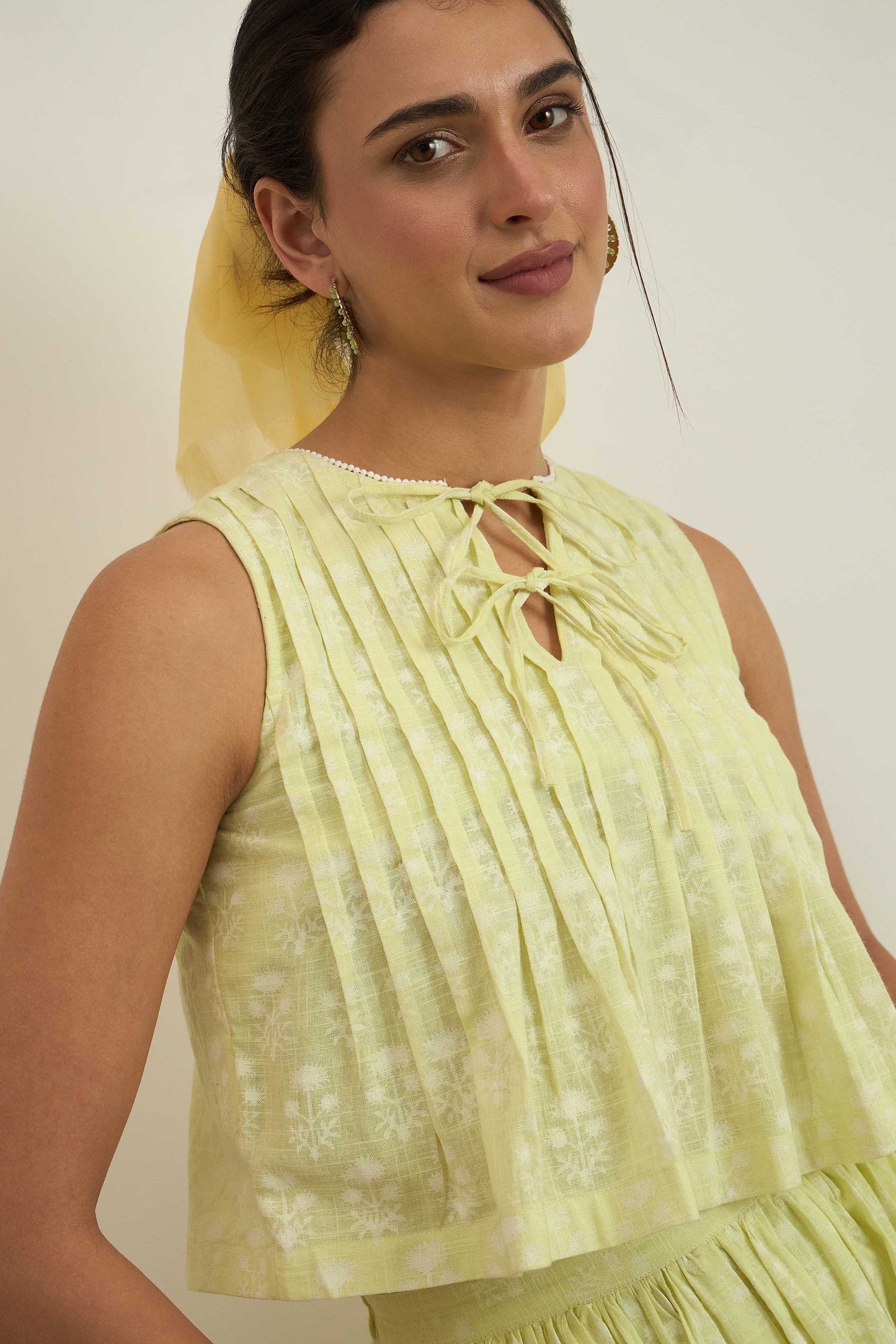 Sunshine Top in Green Fleur Print