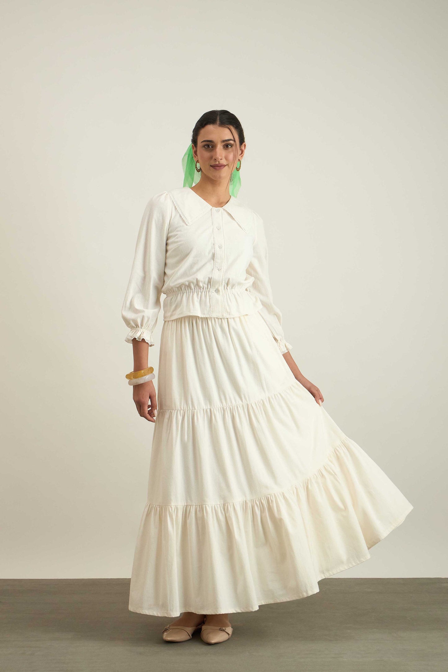 Swirl Skirt in Ecru White color