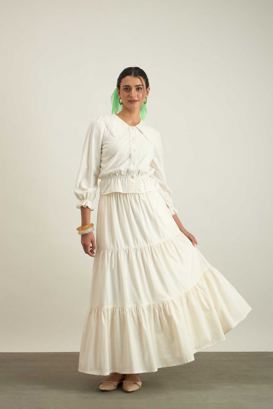 Swirl Skirt in Ecru White color