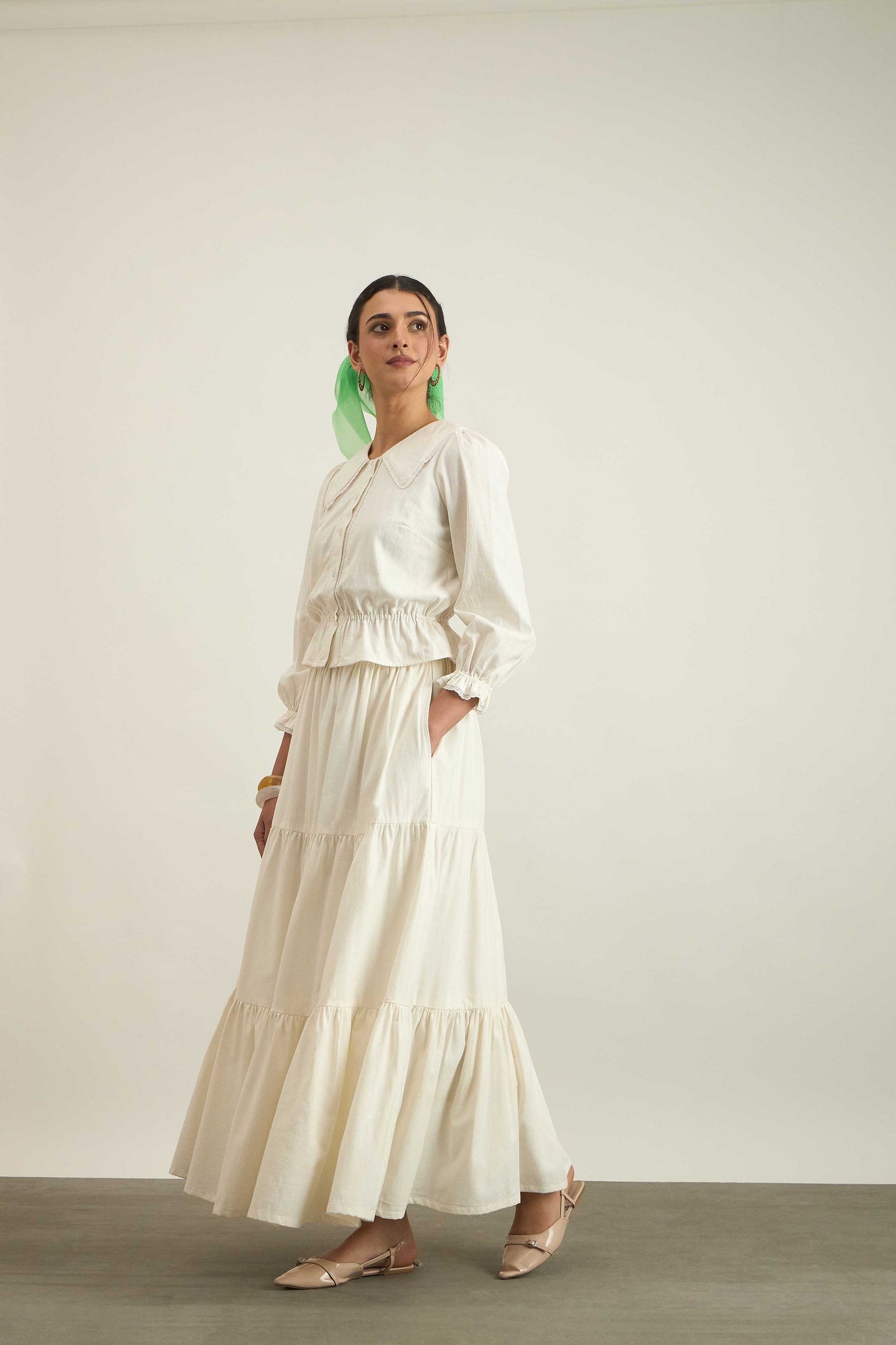 Swirl Skirt in Ecru White color