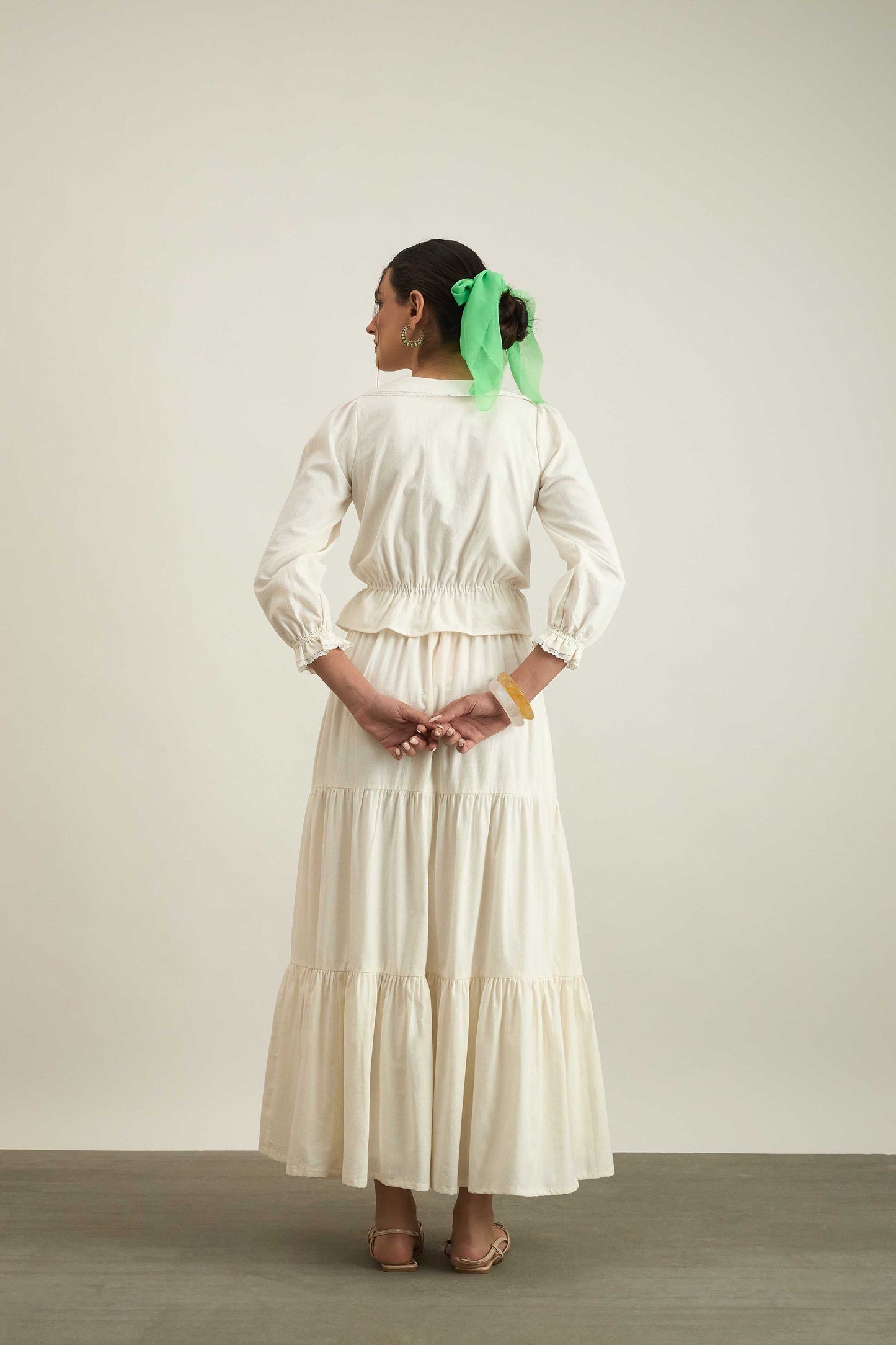 Swirl Skirt in Ecru White color