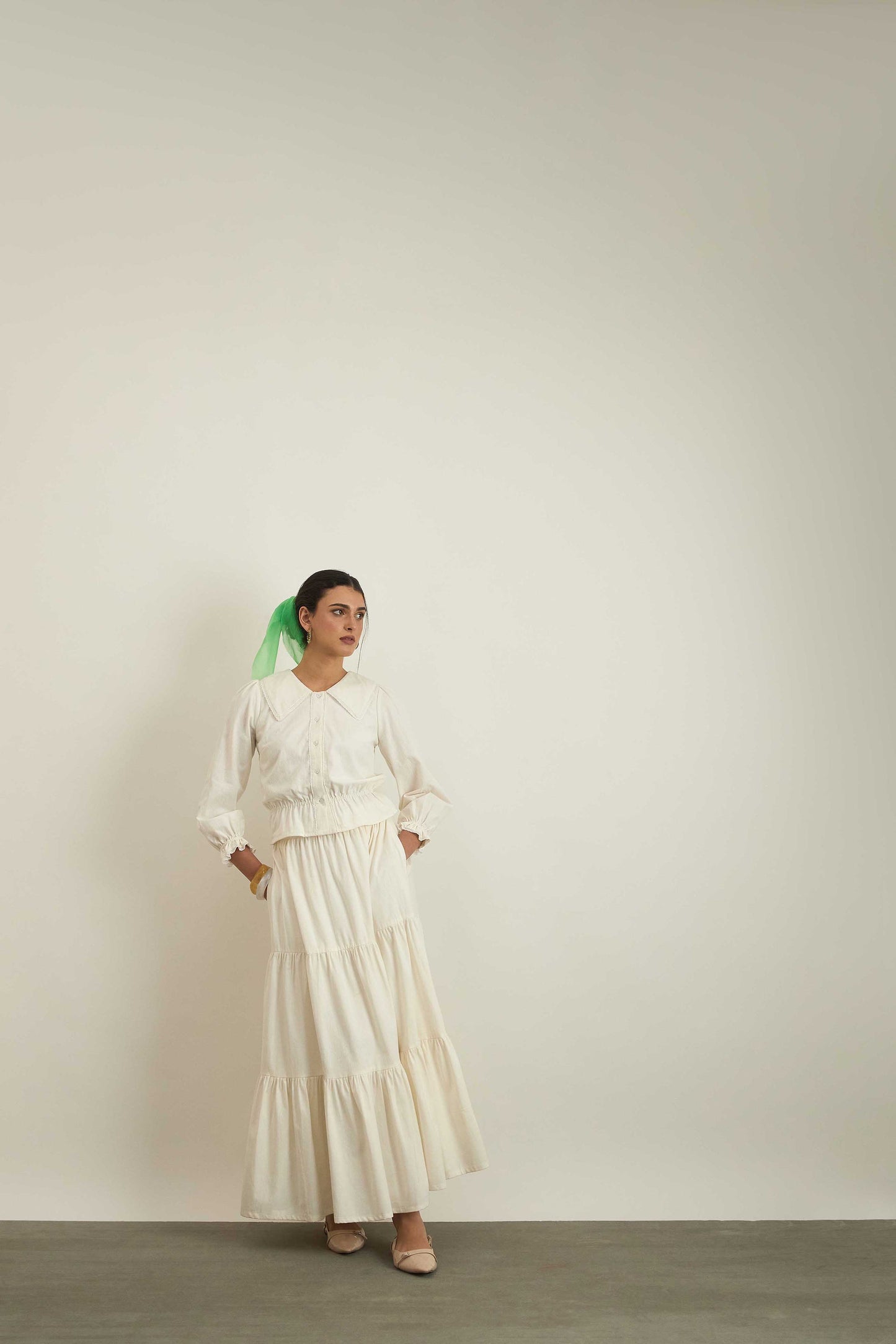Swirl Skirt in Ecru White color