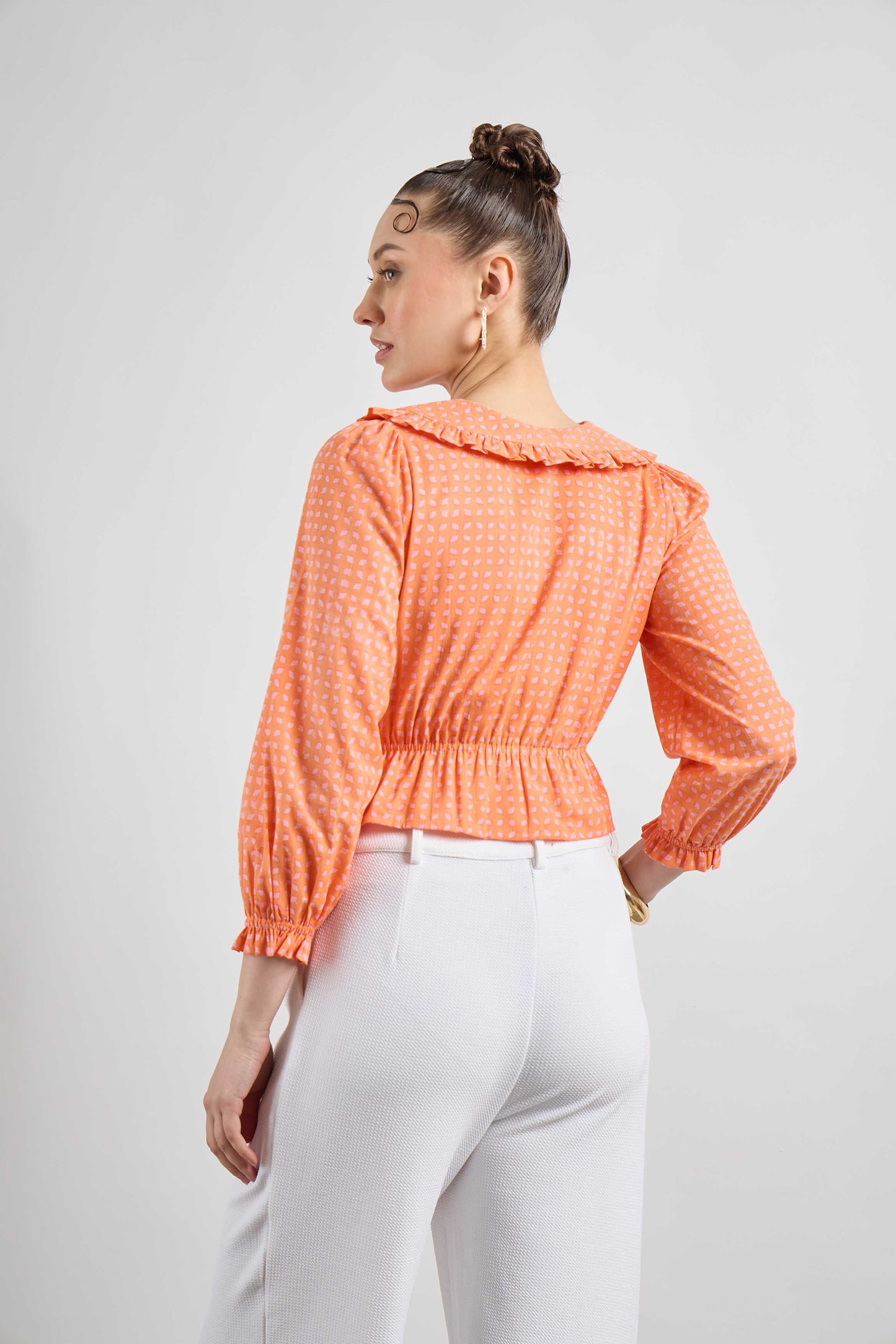 Sweet Thing Top in Orange Fallen Star print