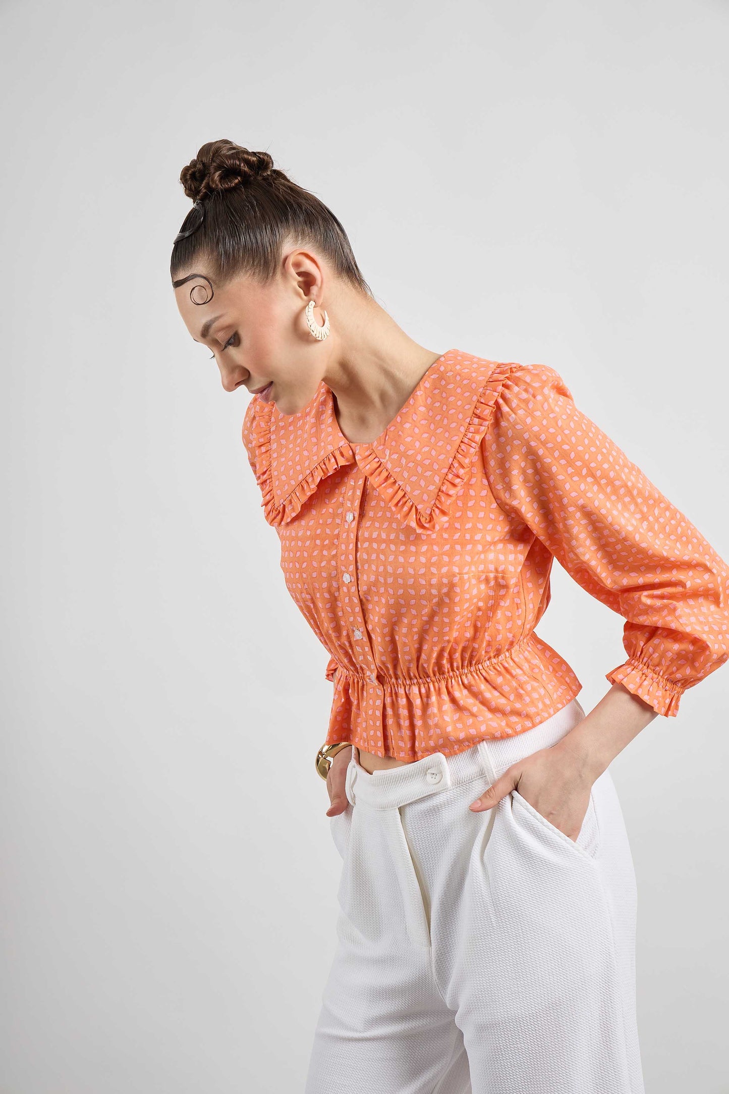 Sweet Thing Top in Orange Fallen Star print