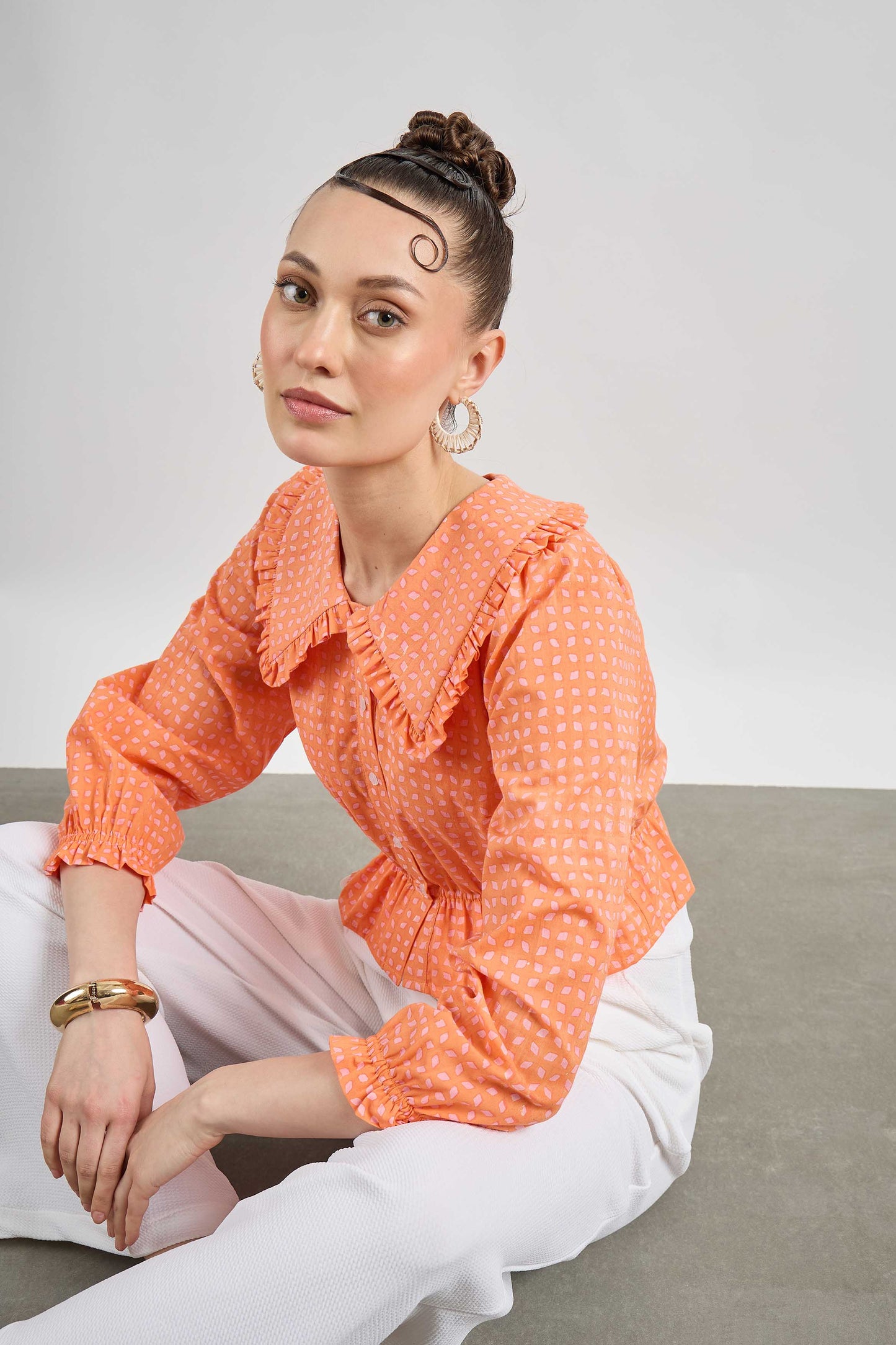 Sweet Thing Top in Orange Fallen Star print