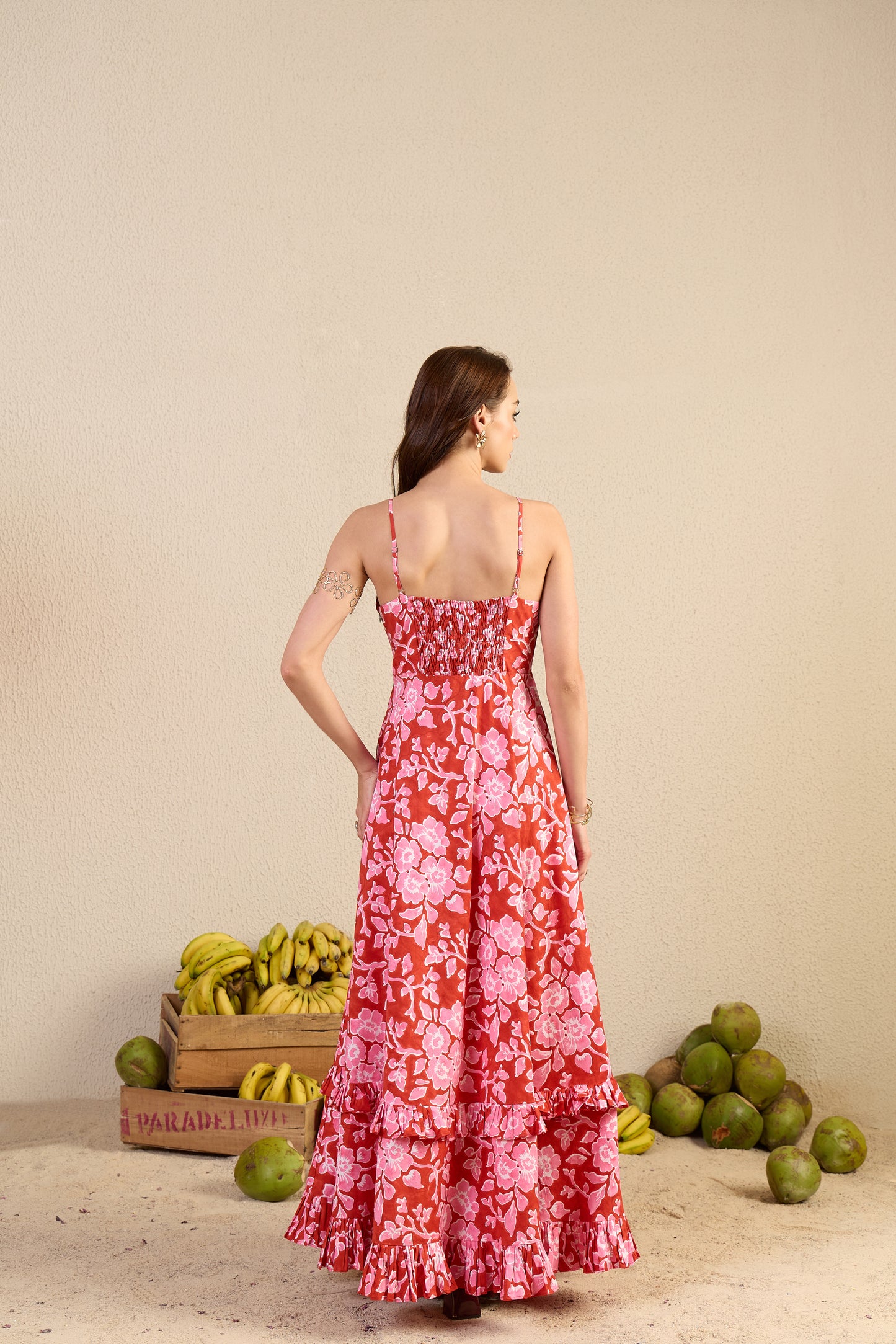 February Dress in red Magic Meadow print