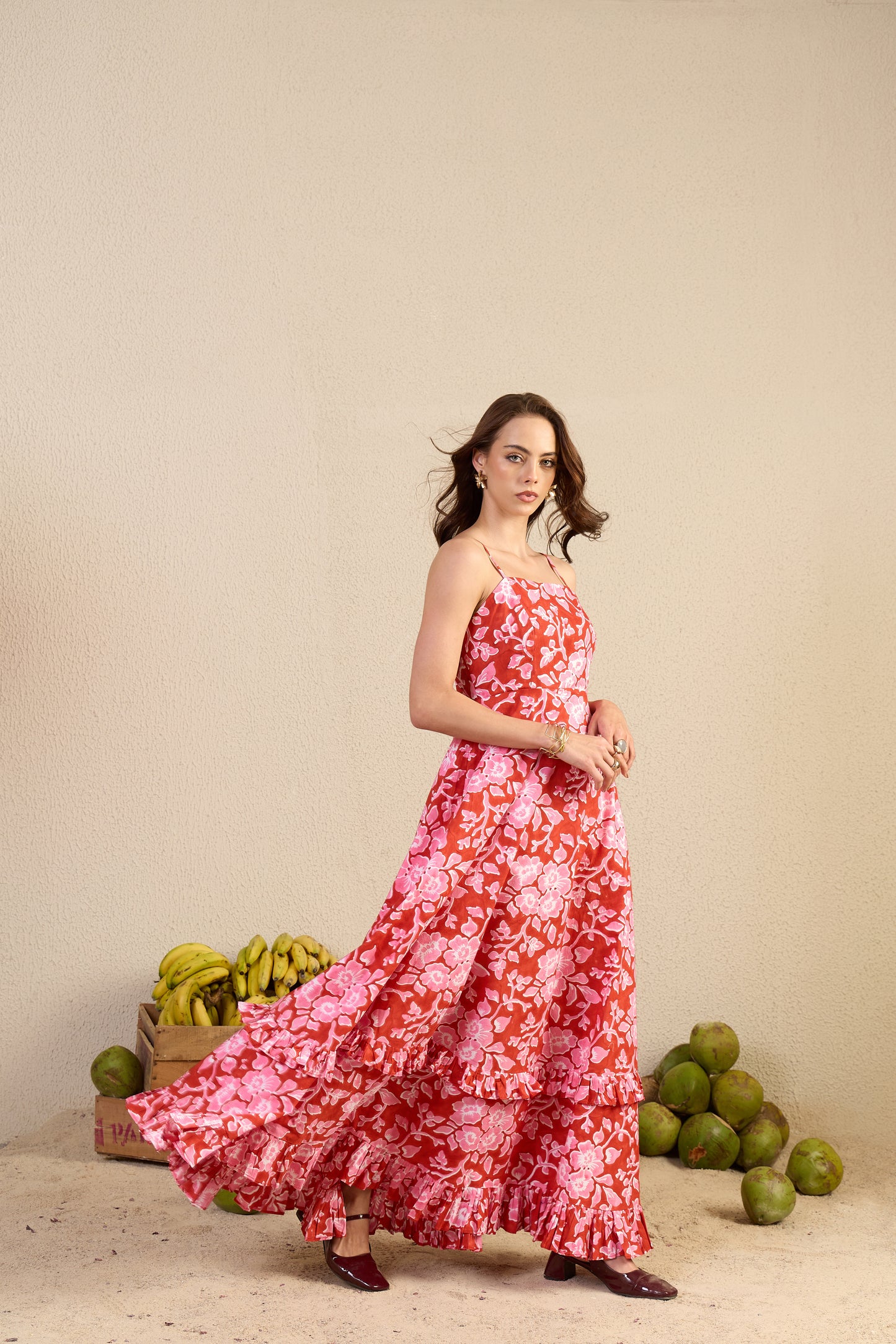 February Dress in red Magic Meadow print