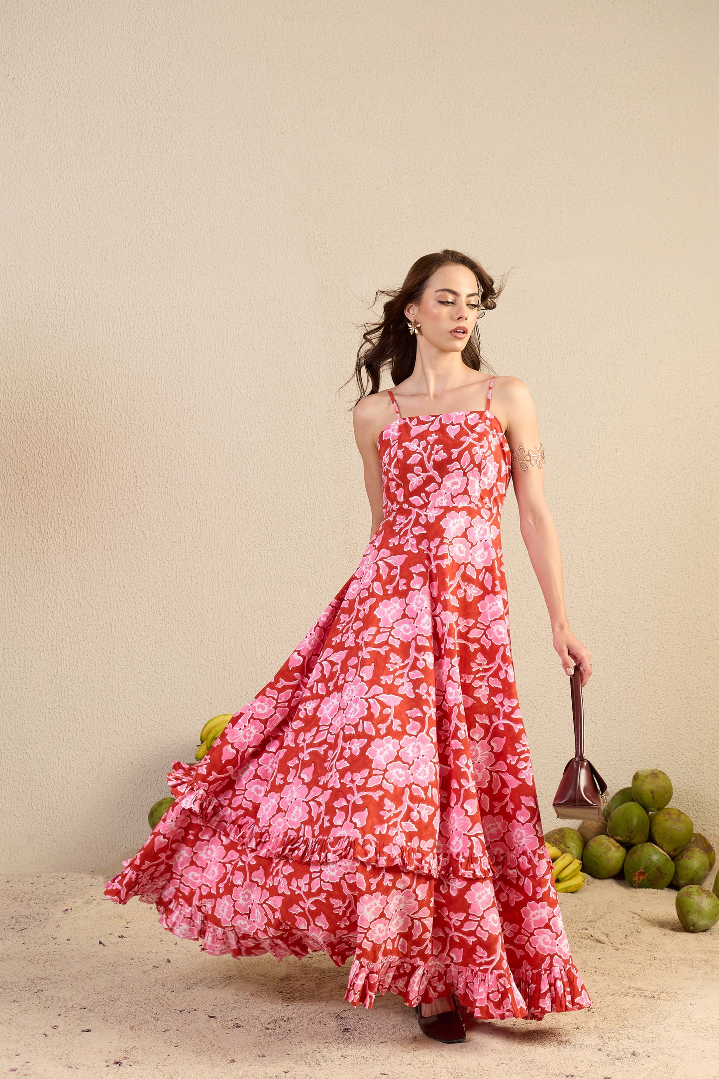 February Dress in red Magic Meadow print