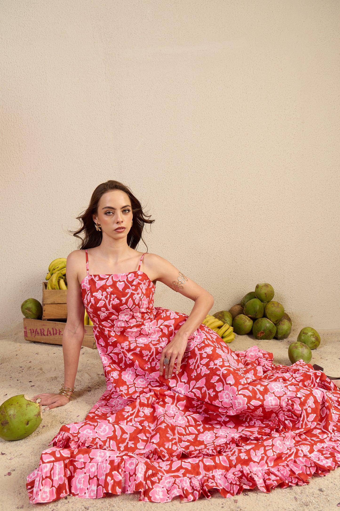 February Dress in red Magic Meadow print