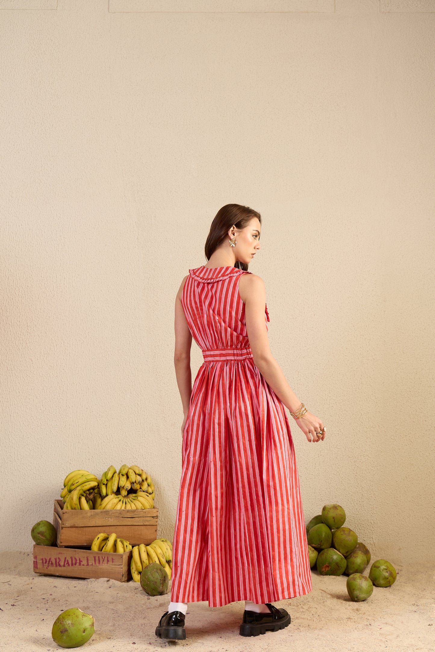 Island Life Dress in Pink Candy stripe