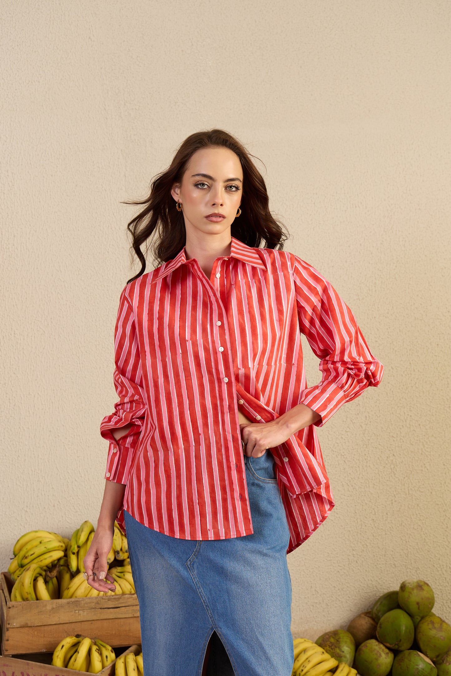 Scholar Girl Shirt in Pink Candy stripe