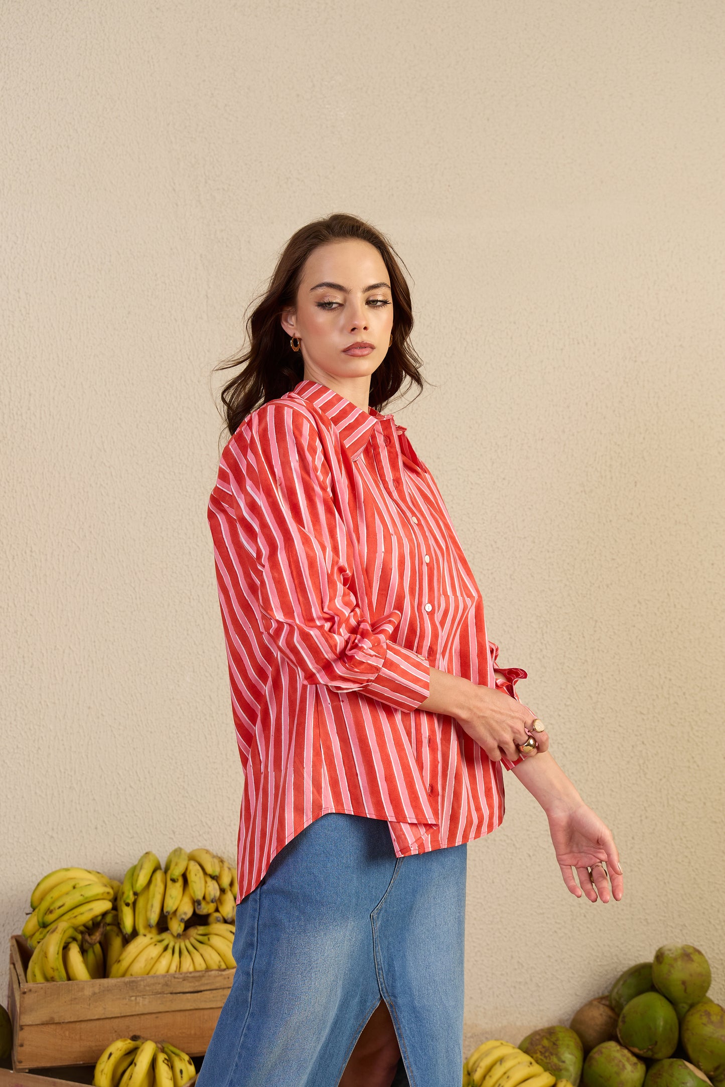 Scholar Girl Shirt in Pink Candy stripe
