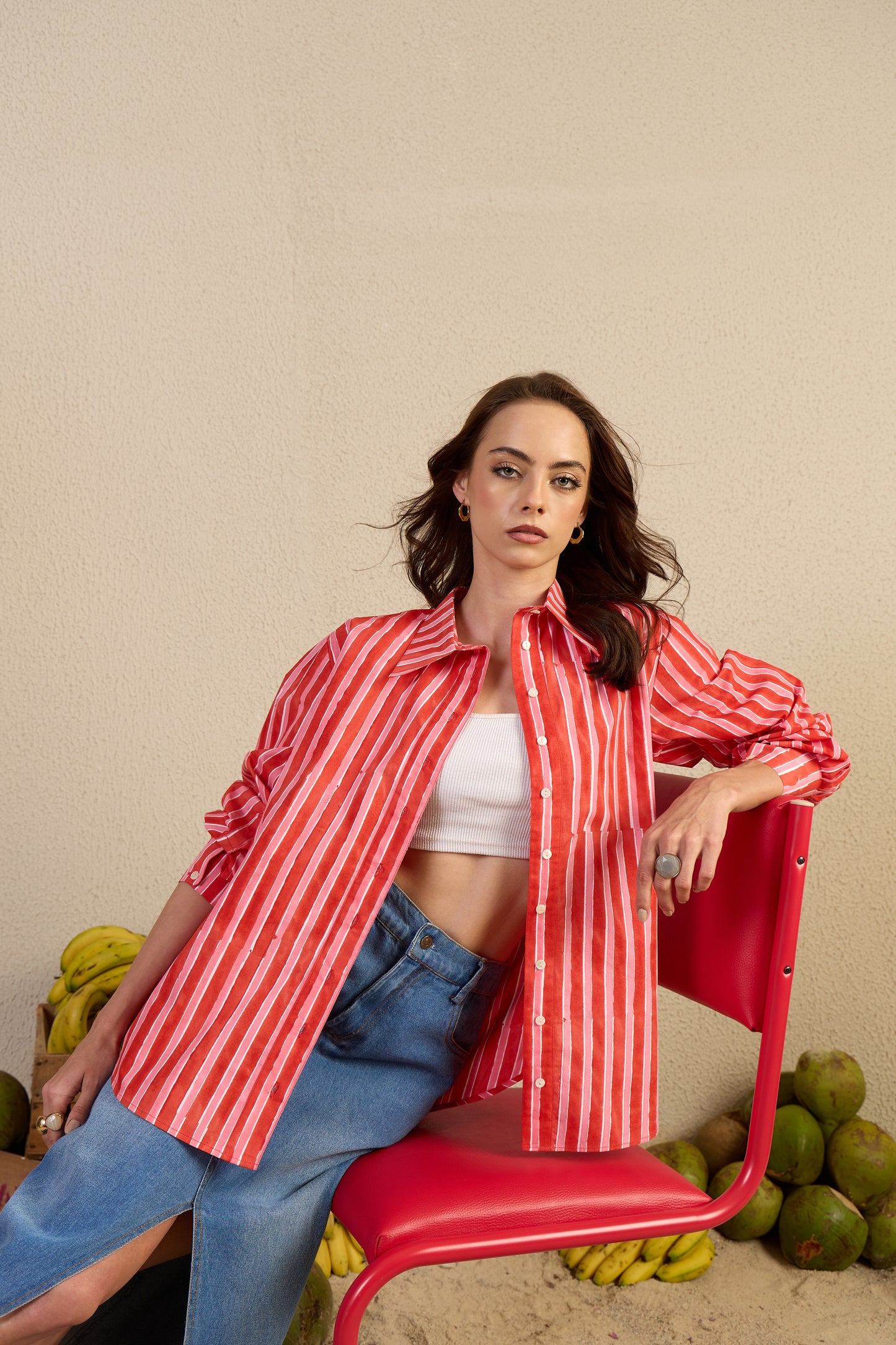 Scholar Girl Shirt in Pink Candy stripe