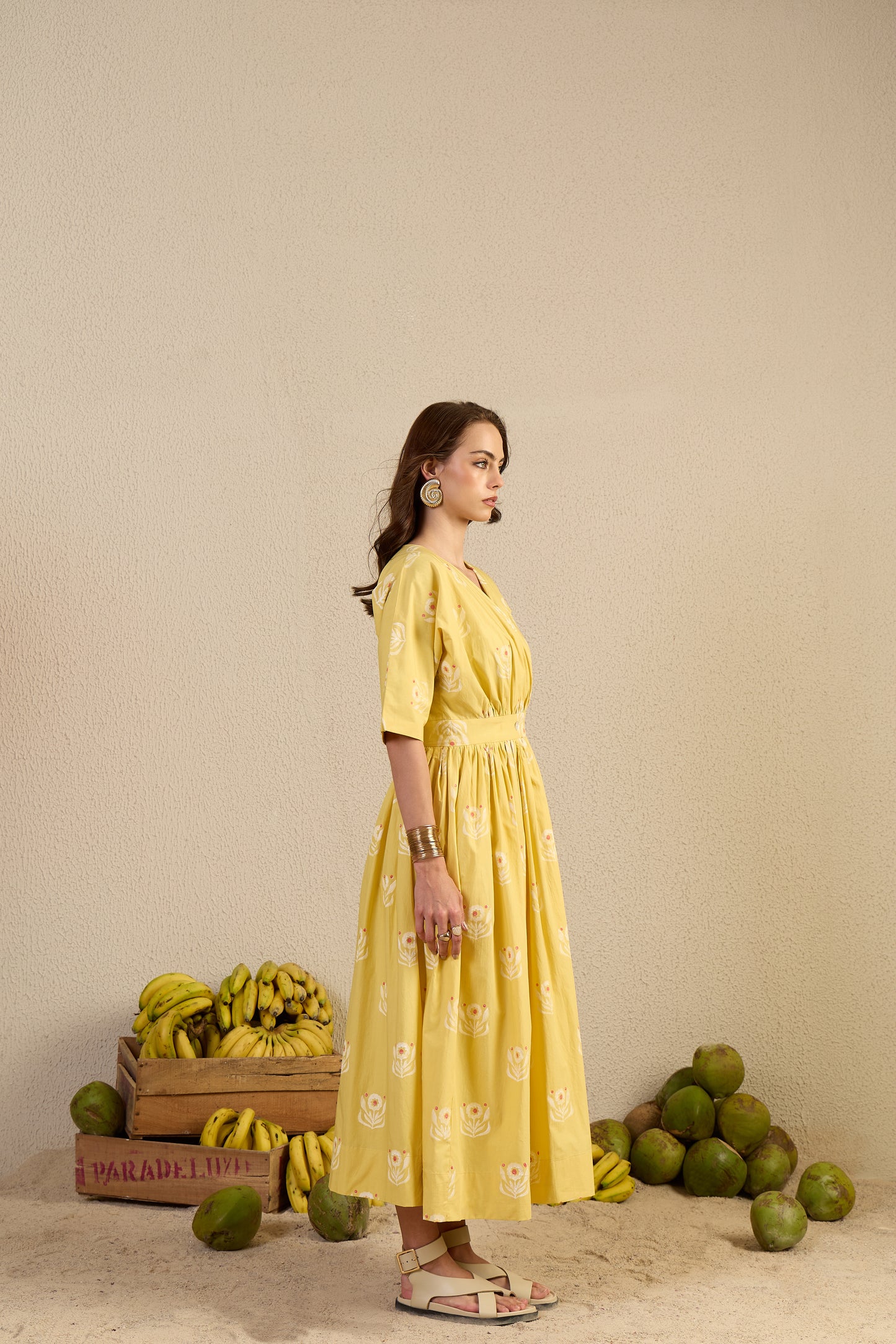 Never Not Comfy in mustard Flower Child print