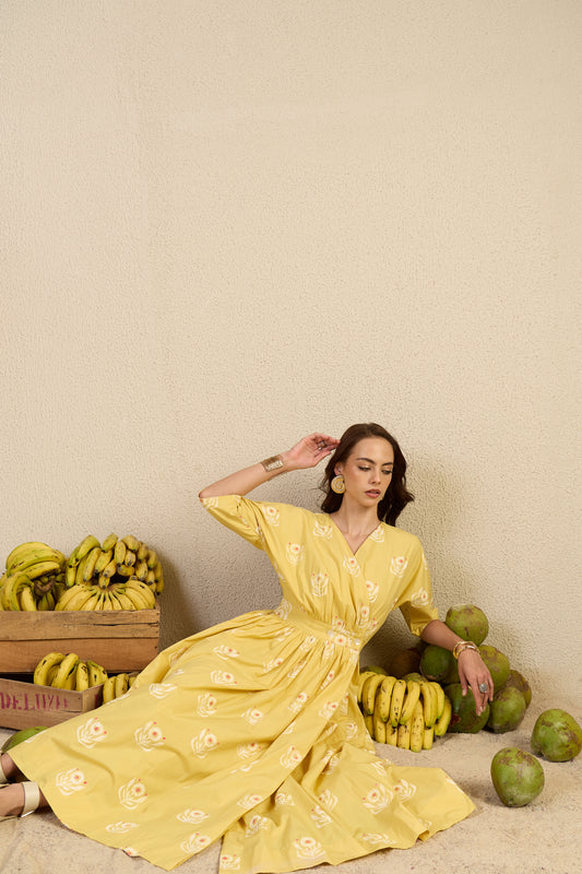 Never Not Comfy in mustard Flower Child print