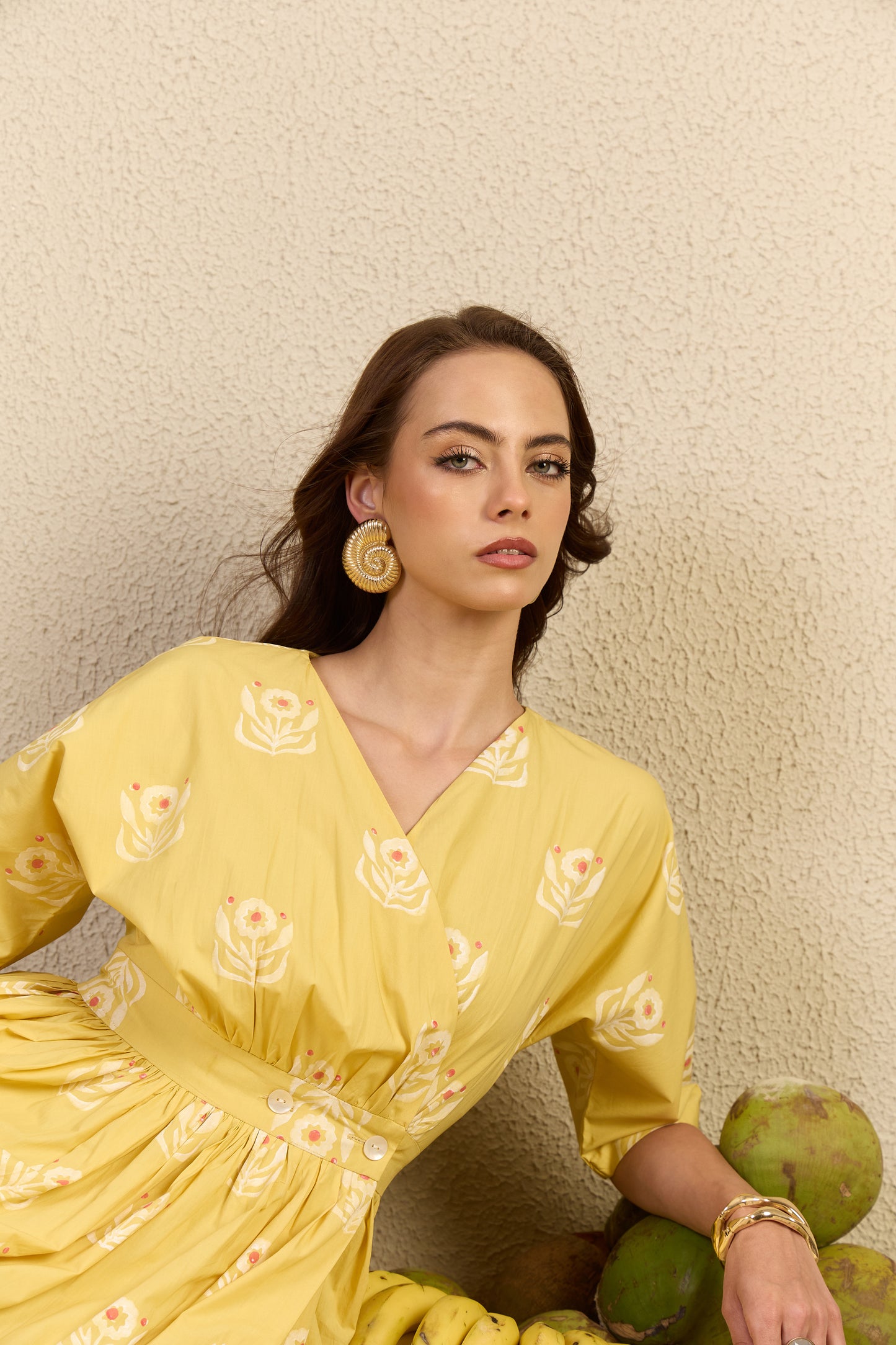Never Not Comfy in mustard Flower Child print