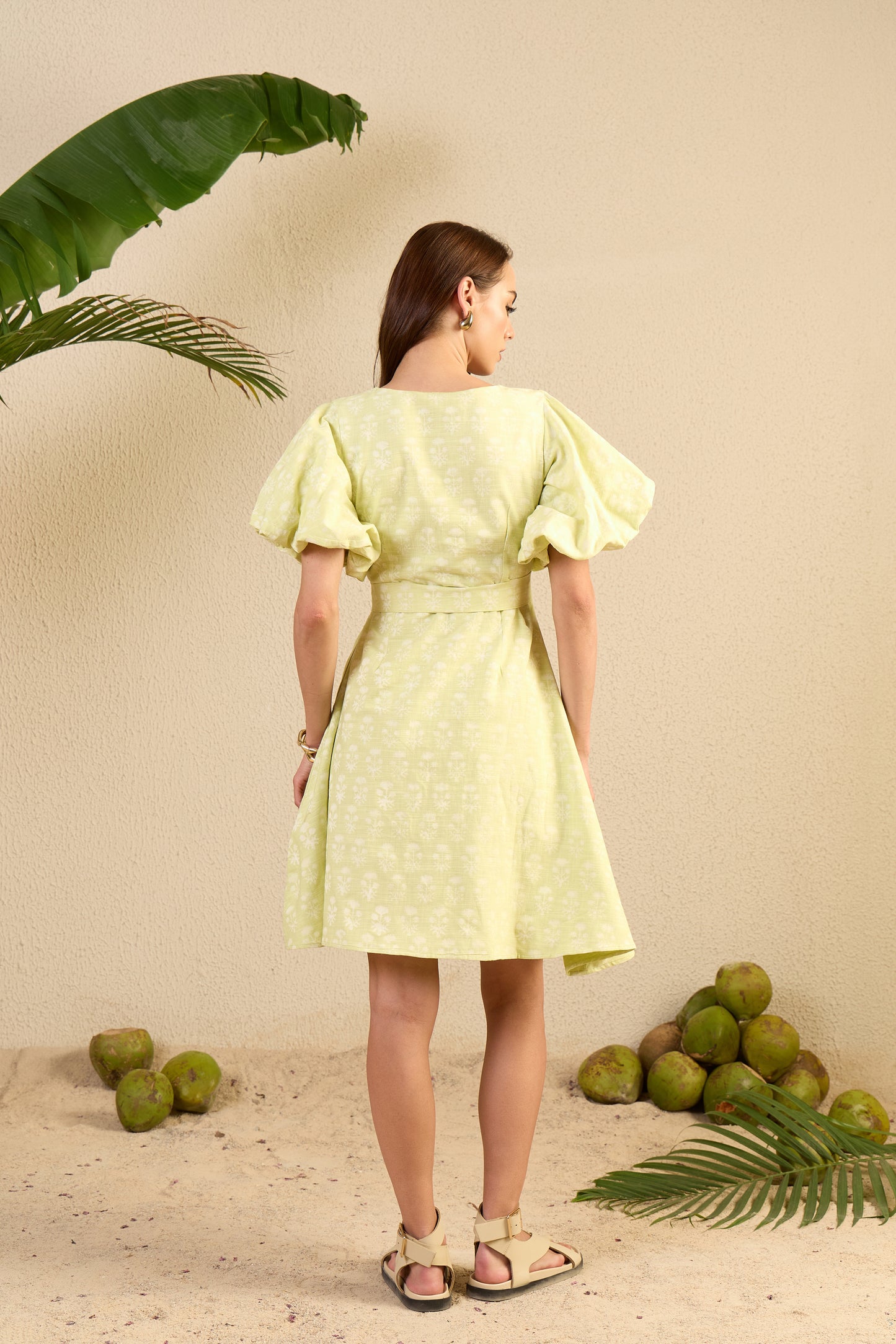 Going Places Dress in green Fleur print