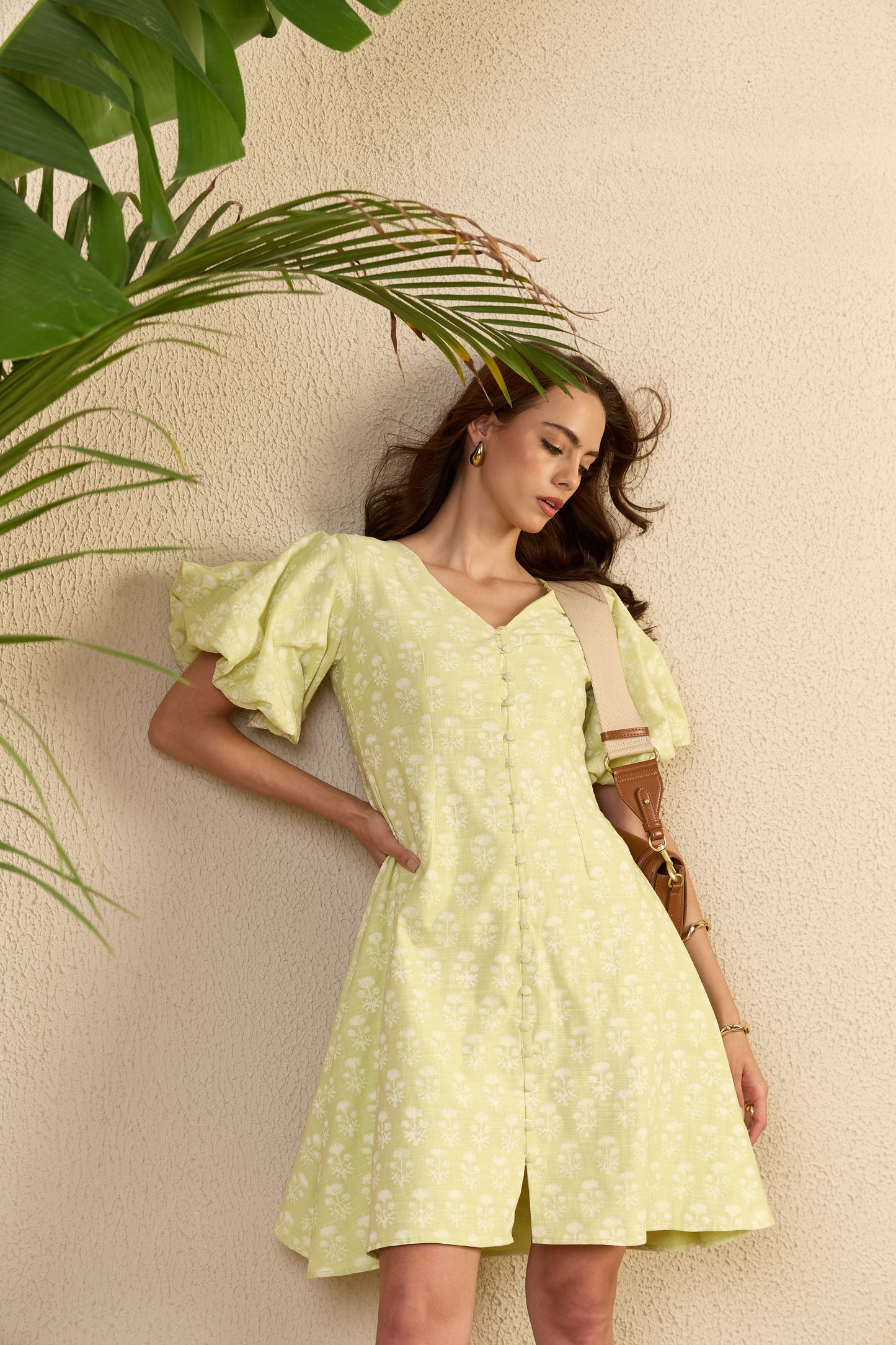 Going Places Dress in green Fleur print
