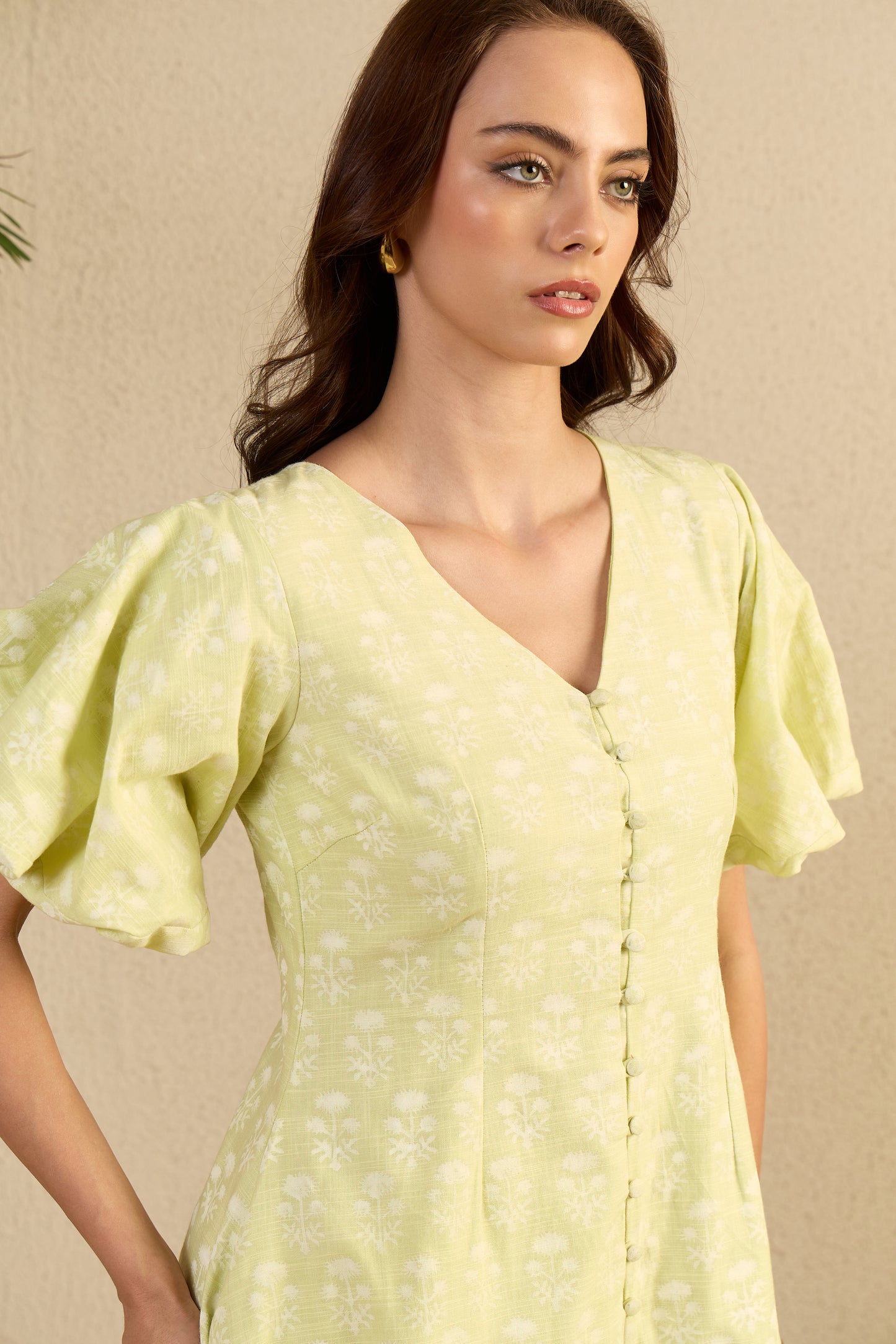 Going Places Dress in green Fleur print